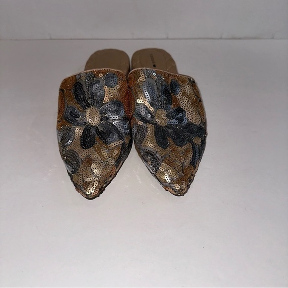 Birdies The Dove In Petal Gold and Silver Sequin Sparkly Pointed Toe Mules Sz 7 - Picture 6 of 7